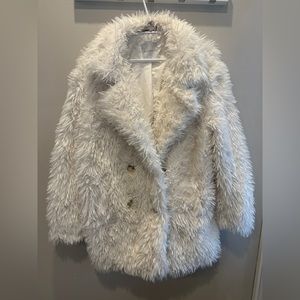 White faux fur jacket